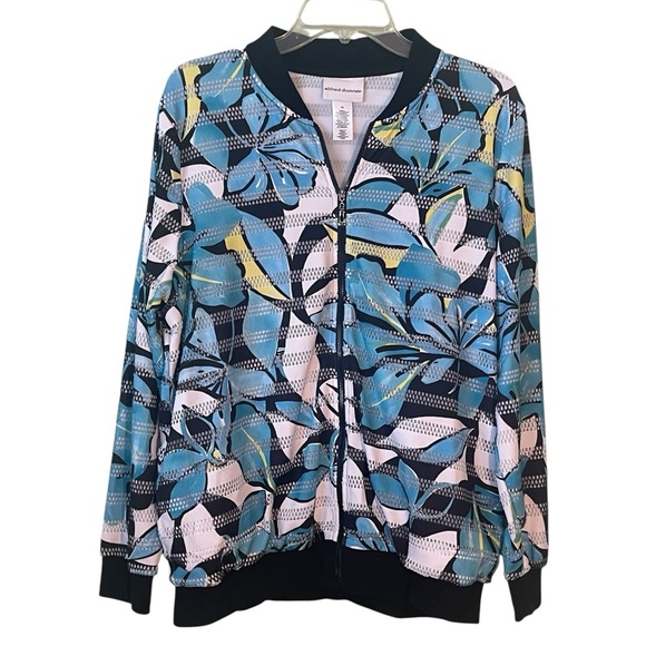 Alfred Dunner Jackets & Blazers - Alfred Dunner perforated print, Floral bomber style lightweight jacket Sz 14 GUC